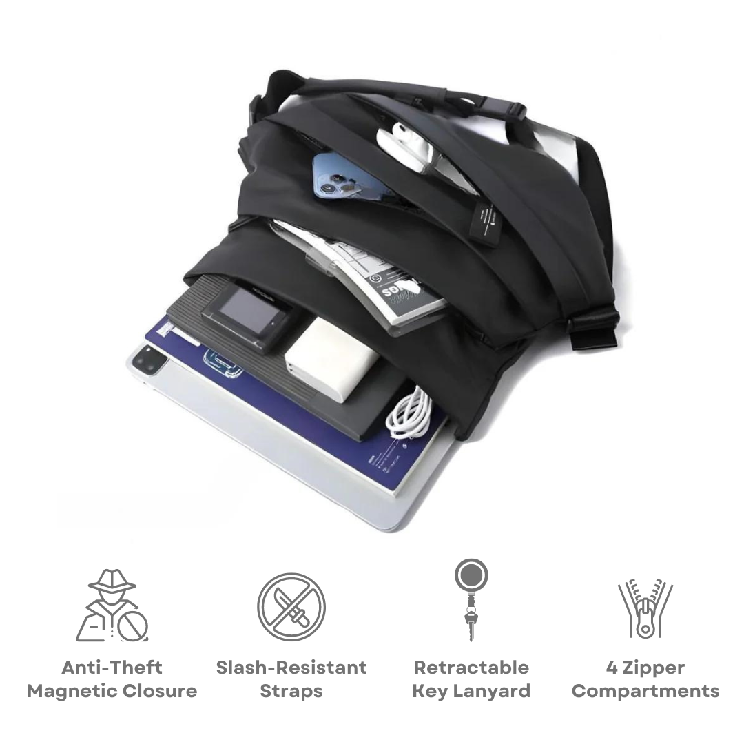 Anti-Diefstal Obsidiaan schoudertas