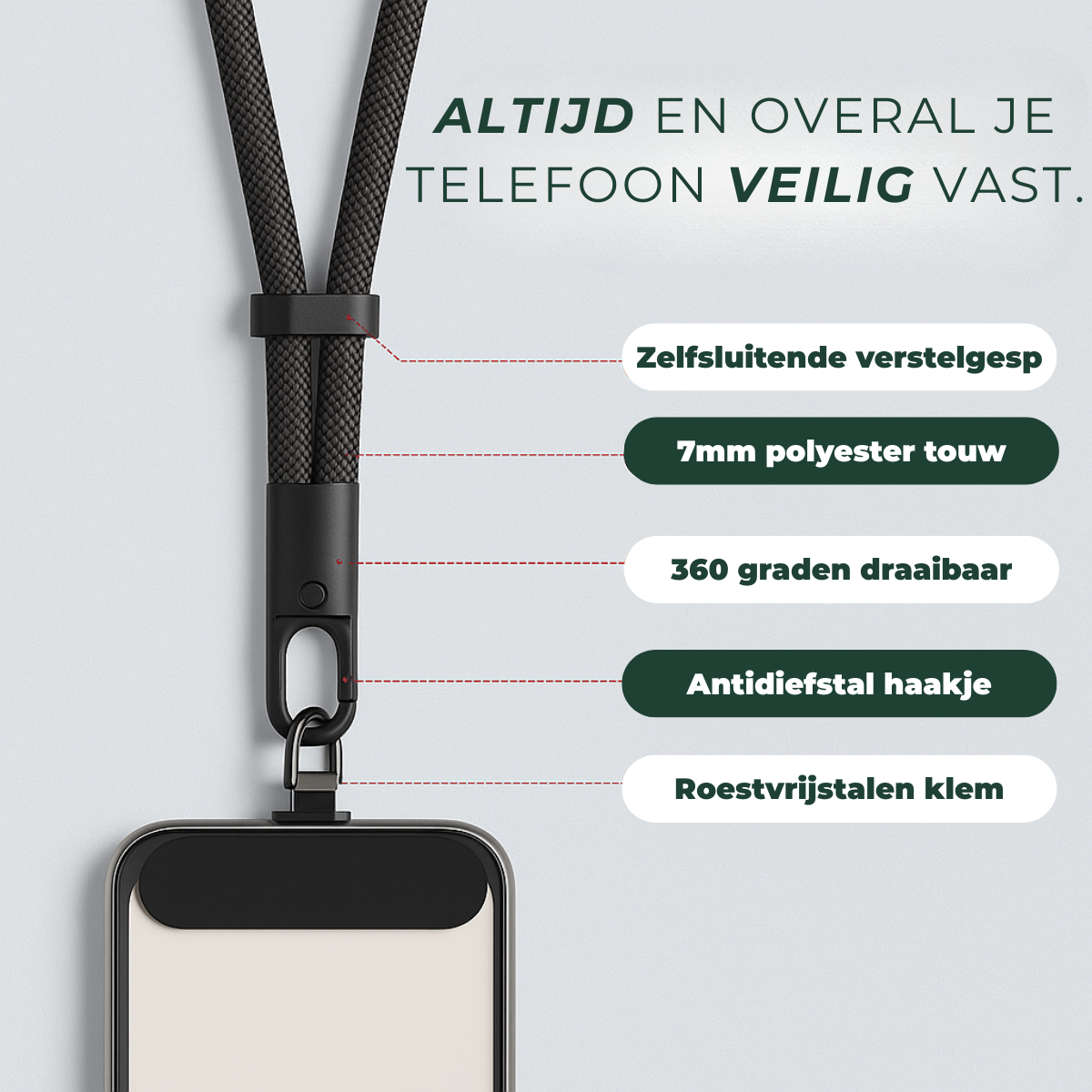 SafeGrip | Universele telefoonkoord