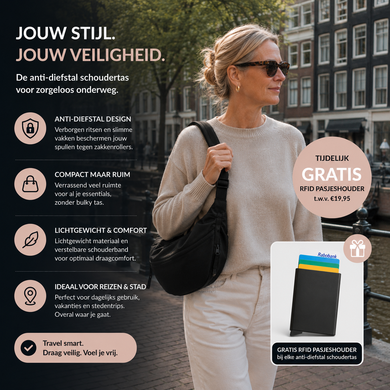LUNA | Schoudertas + Gratis Pasjeshouder
