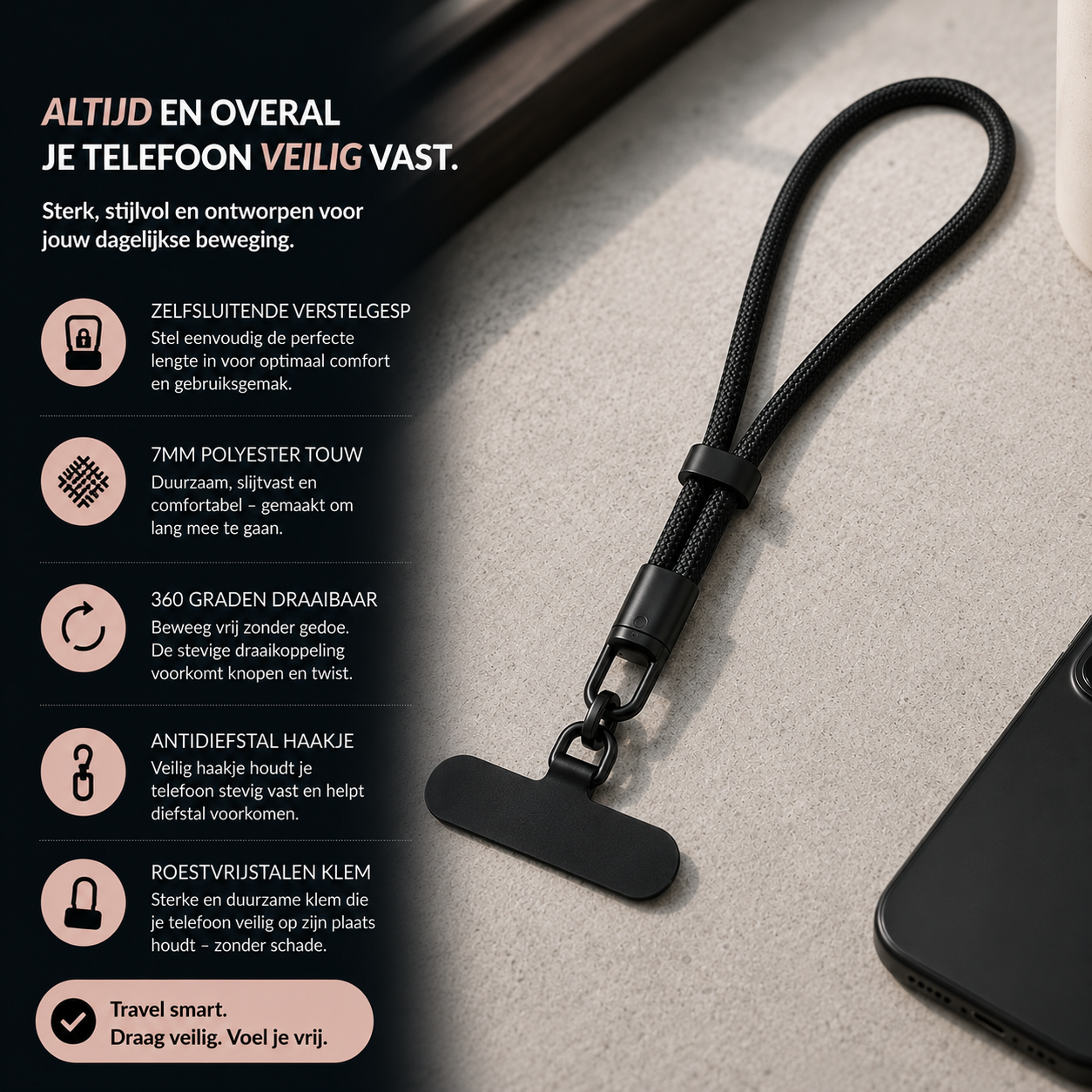 SafeGrip | Universele telefoonkoord